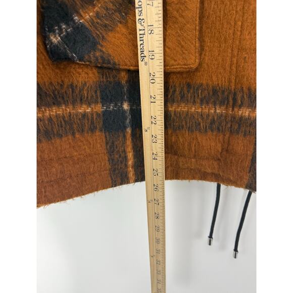 Nine West Plaid Cropped Shacket Jacket Women’s XL Brown Black Oversized - Picture 10 of 12